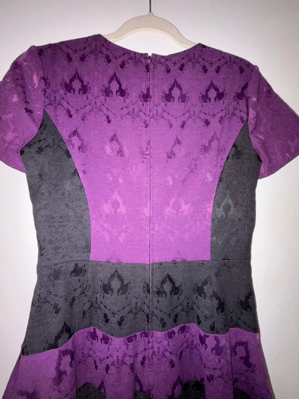 Badgley Mischka Purple and Black Striped Fit-and-Flare Dress - Picture 7 of 8